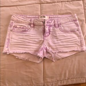 Light purple denim shorts